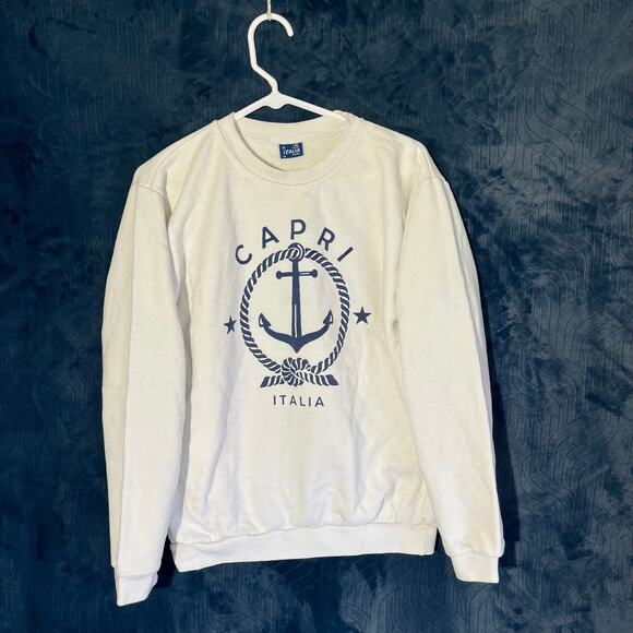 Vintage 1980s Capri Italia White Casual Crew Neck Pull Over Sweater Womans M - Picture 1 of 8